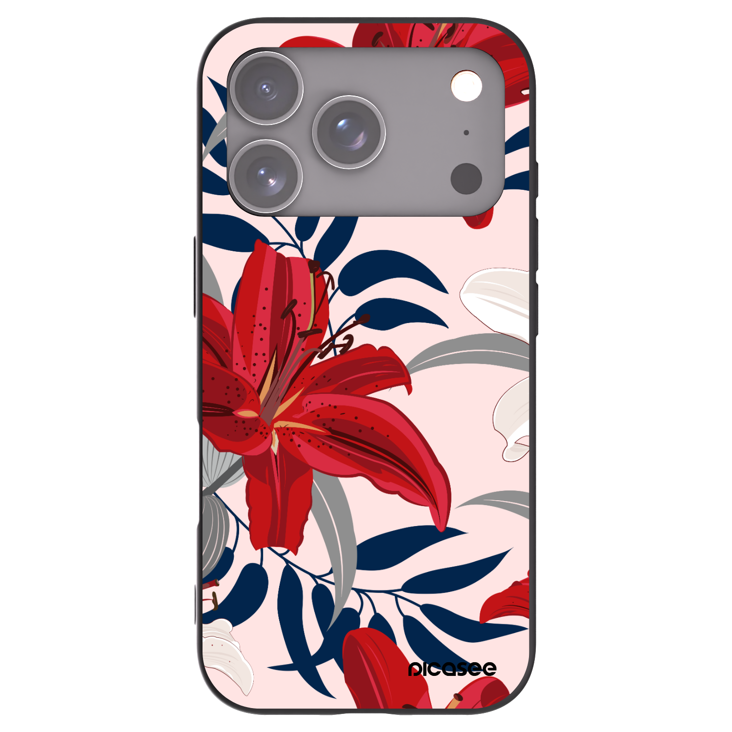 Picasee fekete szilikon tok az alábbi mobiltelefonokra Apple iPhone 17 Pro - Red Lily
