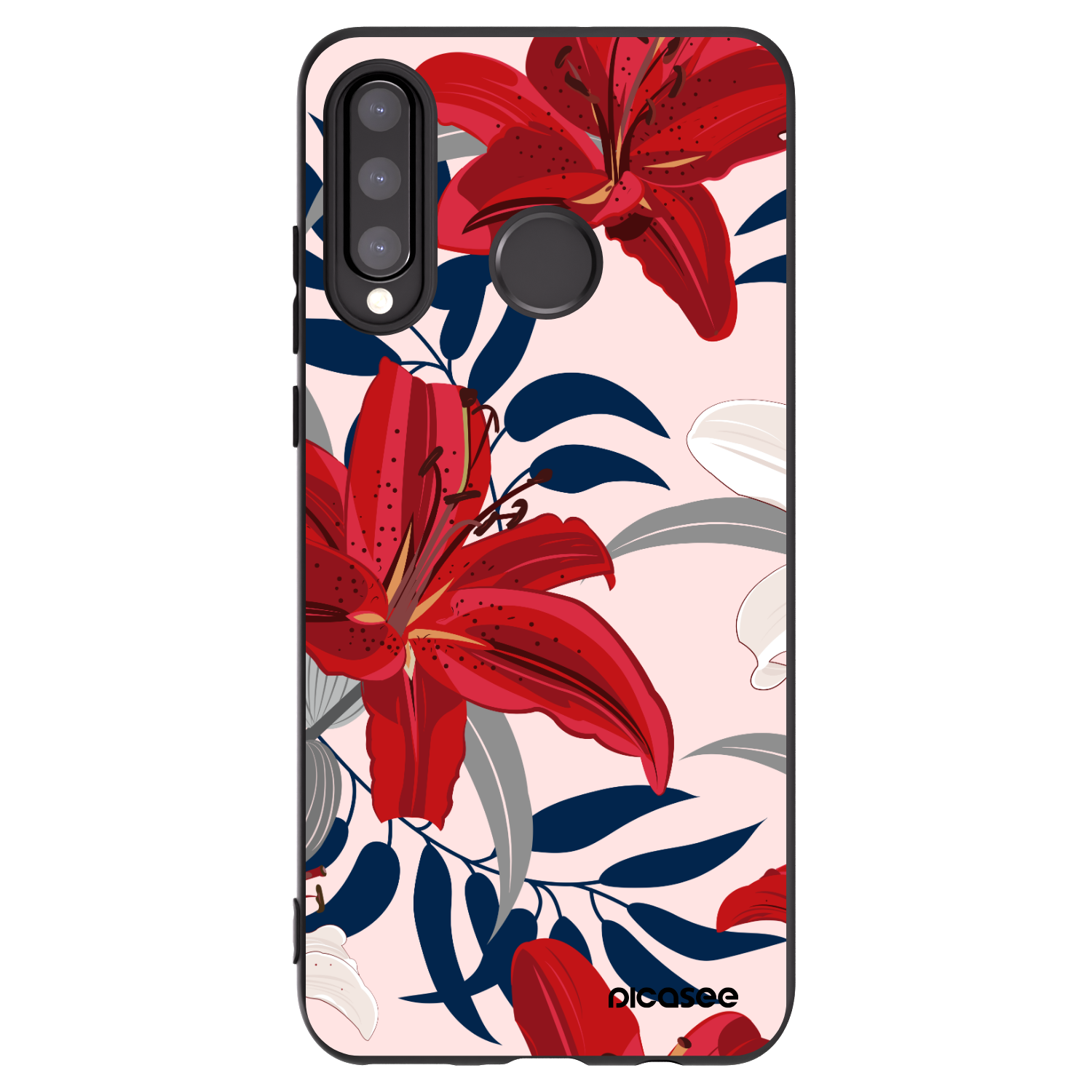 Picasee fekete szilikon tok az alábbi mobiltelefonokra Huawei P30 Lite - Red Lily