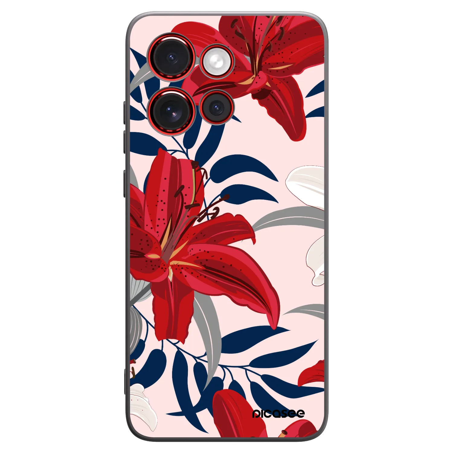 Picasee fekete szilikon tok az alábbi mobiltelefonokra Motorola Edge 60 Neo 5G - Red Lily