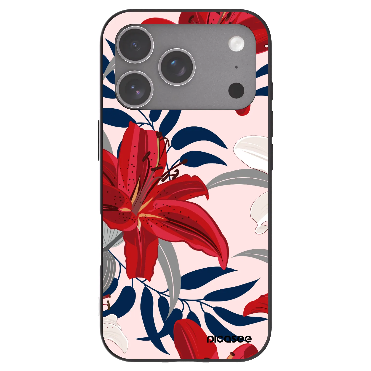 Picasee fekete szilikon tok az alábbi mobiltelefonokra Apple iPhone 18 Pro - Red Lily
