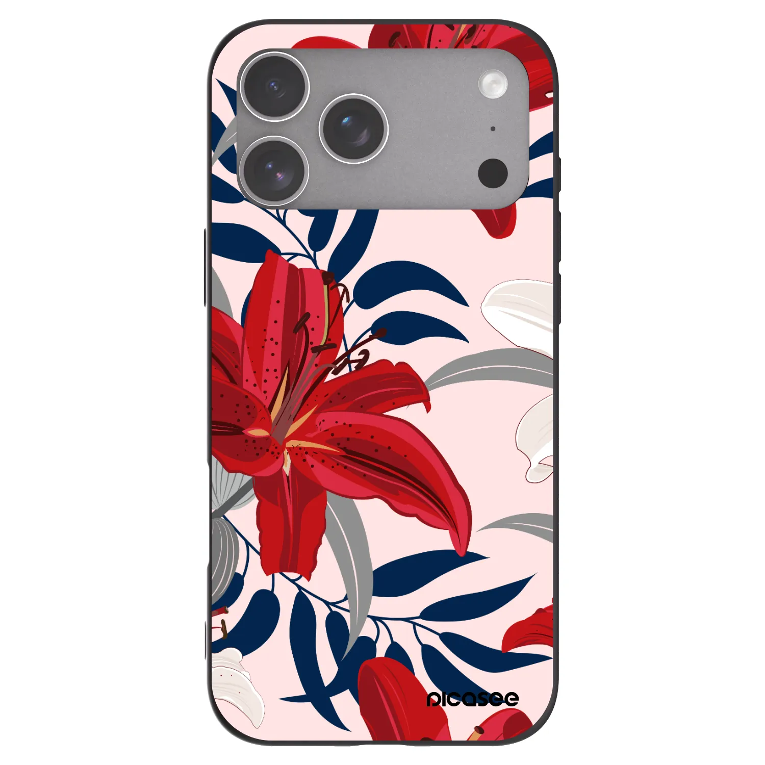 Picasee fekete szilikon tok az alábbi mobiltelefonokra Apple iPhone 18 Pro Max - Red Lily