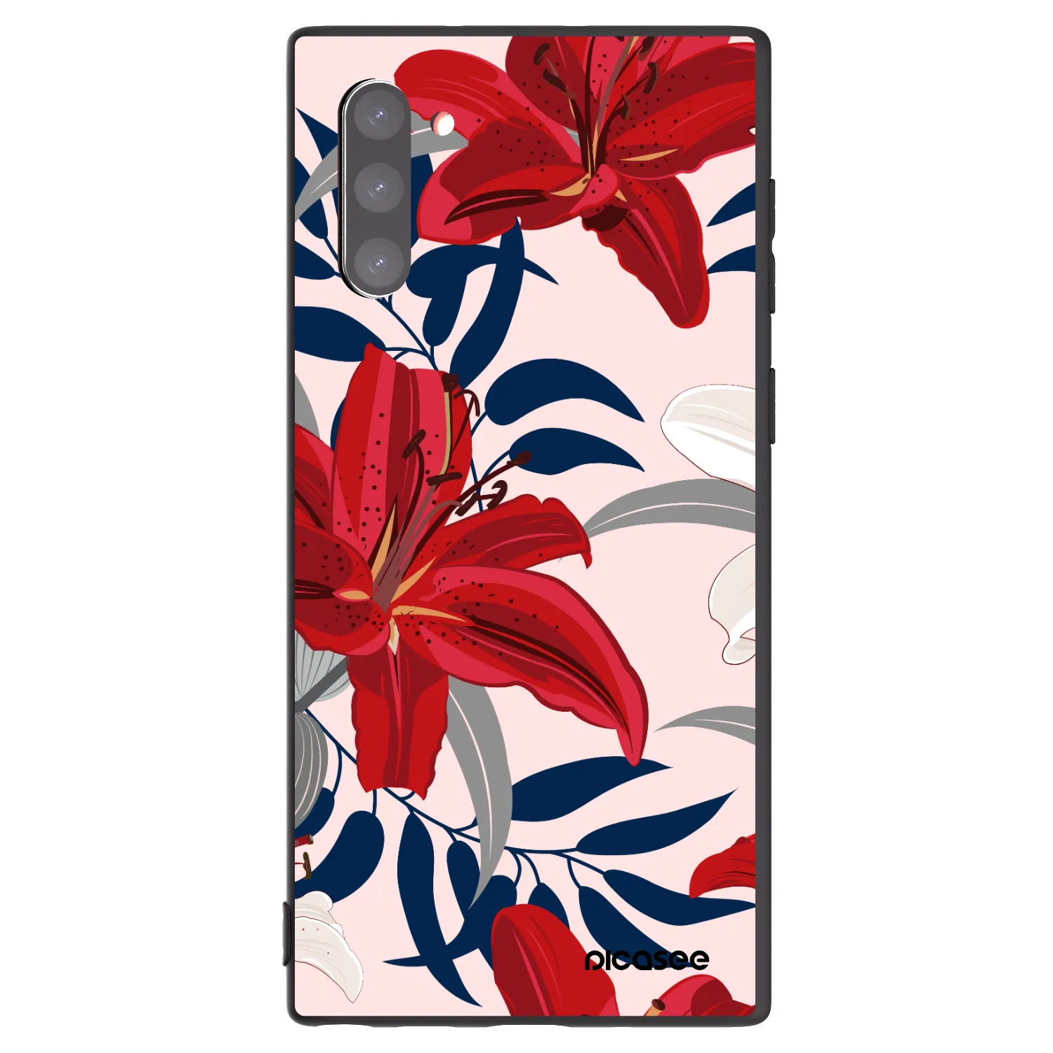 Picasee fekete szilikon tok az alábbi mobiltelefonokra Samsung Galaxy Note 10 N970F - Red Lily