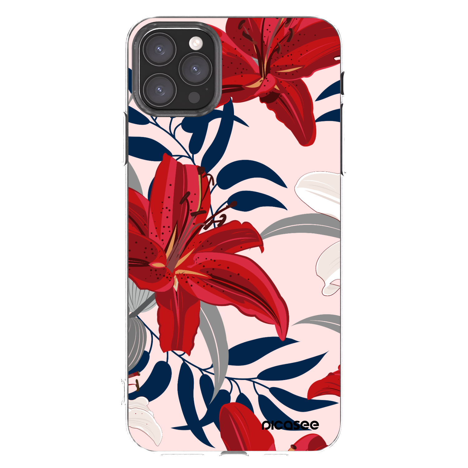 Picasee átlátszó szilikon tok az alábbi mobiltelefonokra Apple iPhone 11 Pro Max - Red Lily