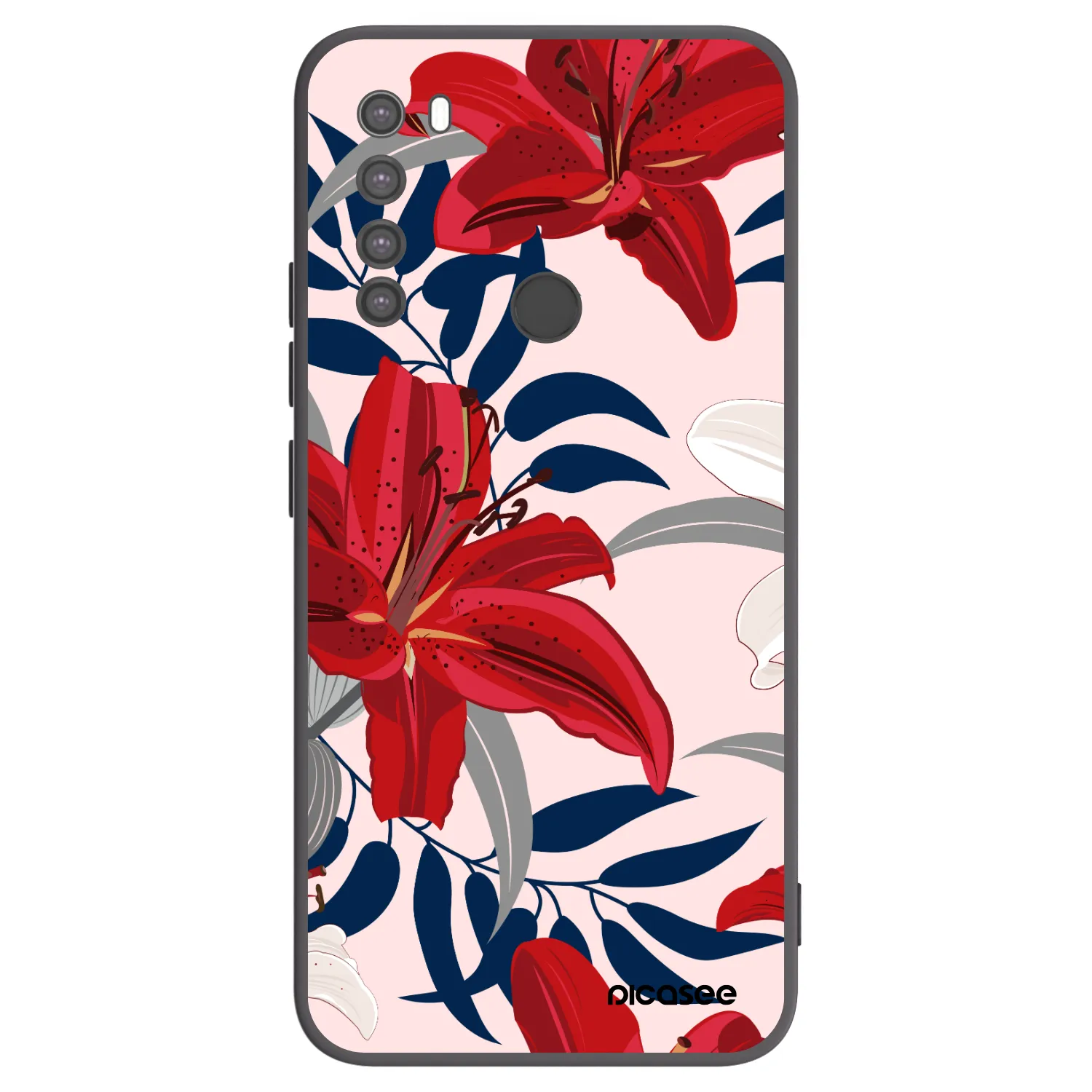 Picasee fekete szilikon tok az alábbi mobiltelefonokra Xiaomi Redmi Note 8 - Red Lily