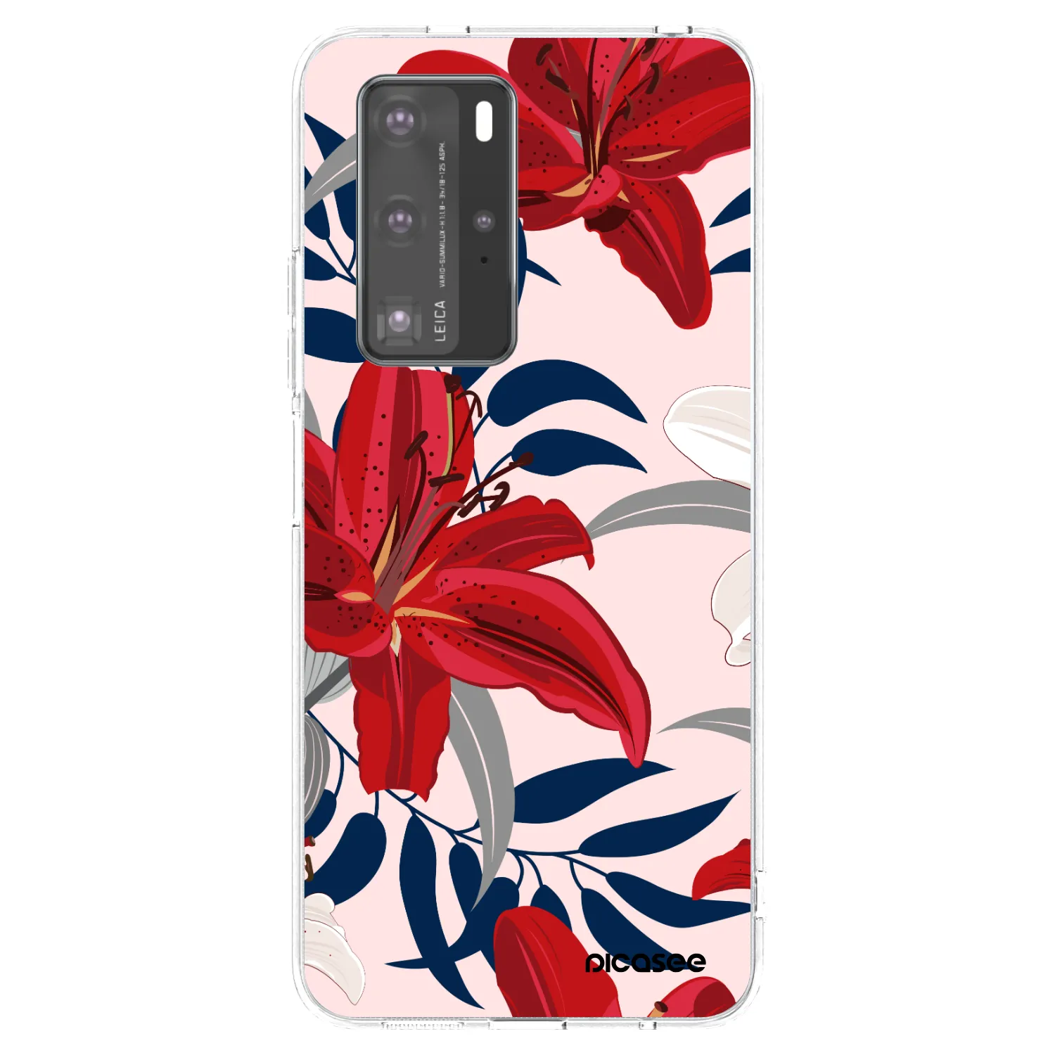 Picasee átlátszó szilikon tok az alábbi mobiltelefonokra Huawei P40 Pro - Red Lily
