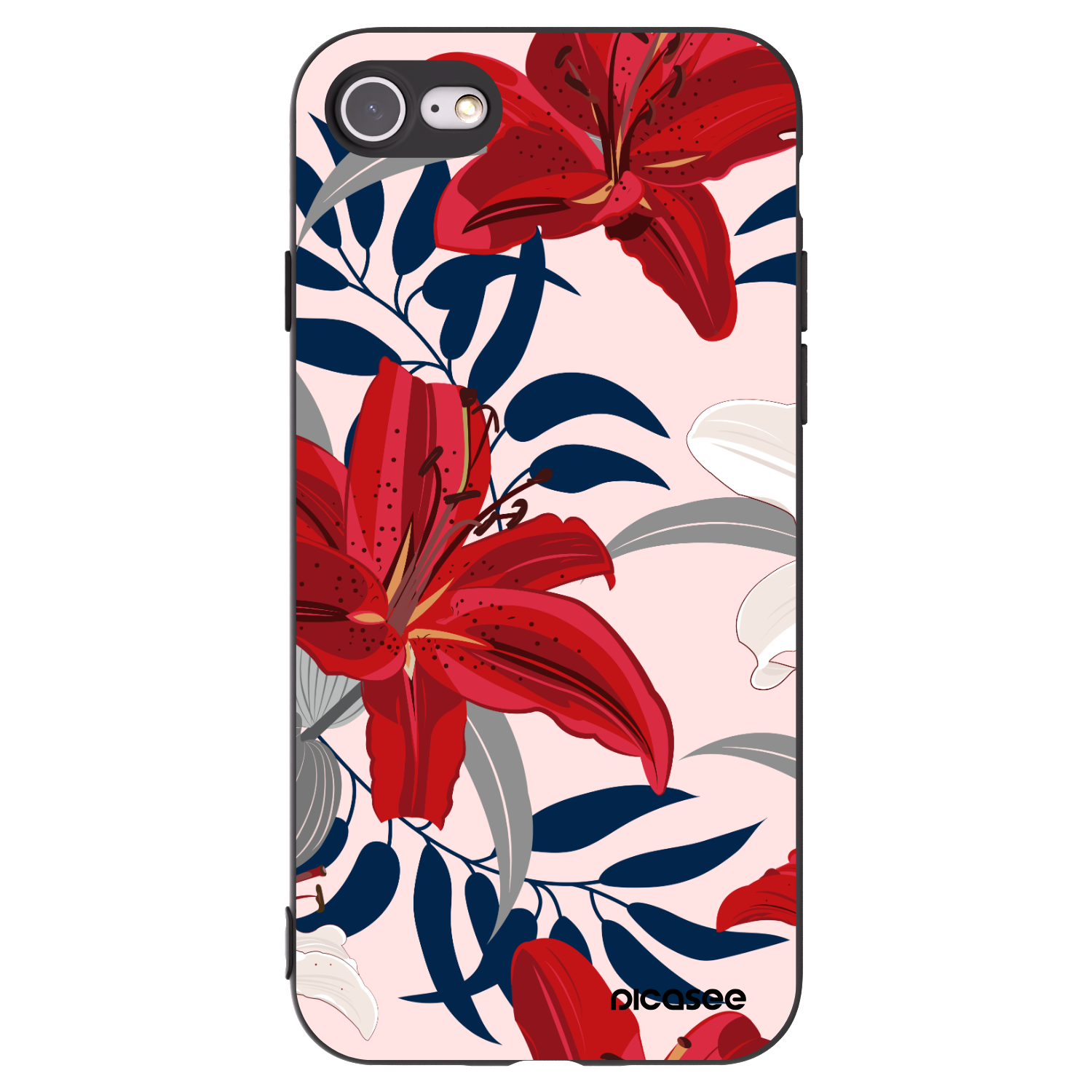 Picasee fekete szilikon tok az alábbi mobiltelefonokra Apple iPhone SE 2020 - Red Lily