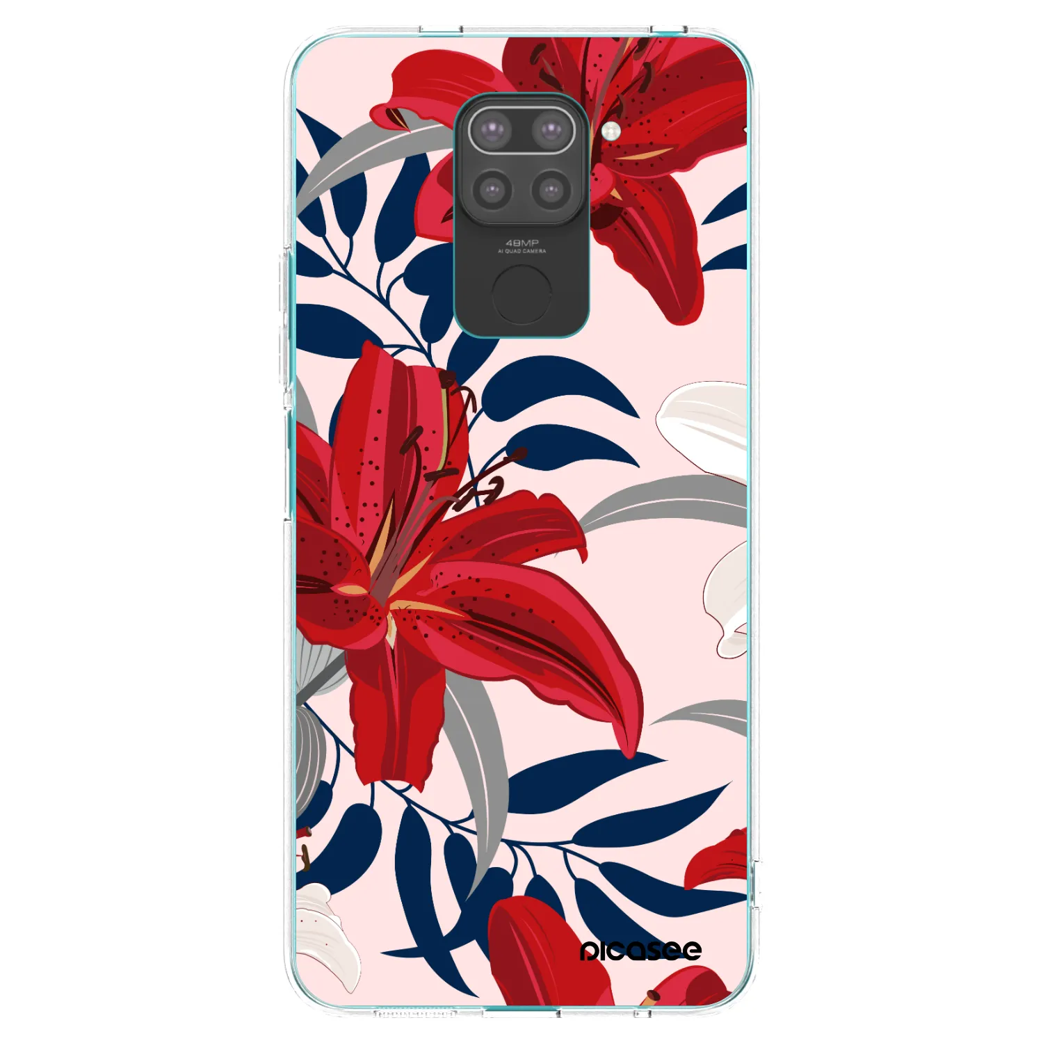 Picasee fekete szilikon tok az alábbi mobiltelefonokra Xiaomi Redmi Note 9 - Red Lily