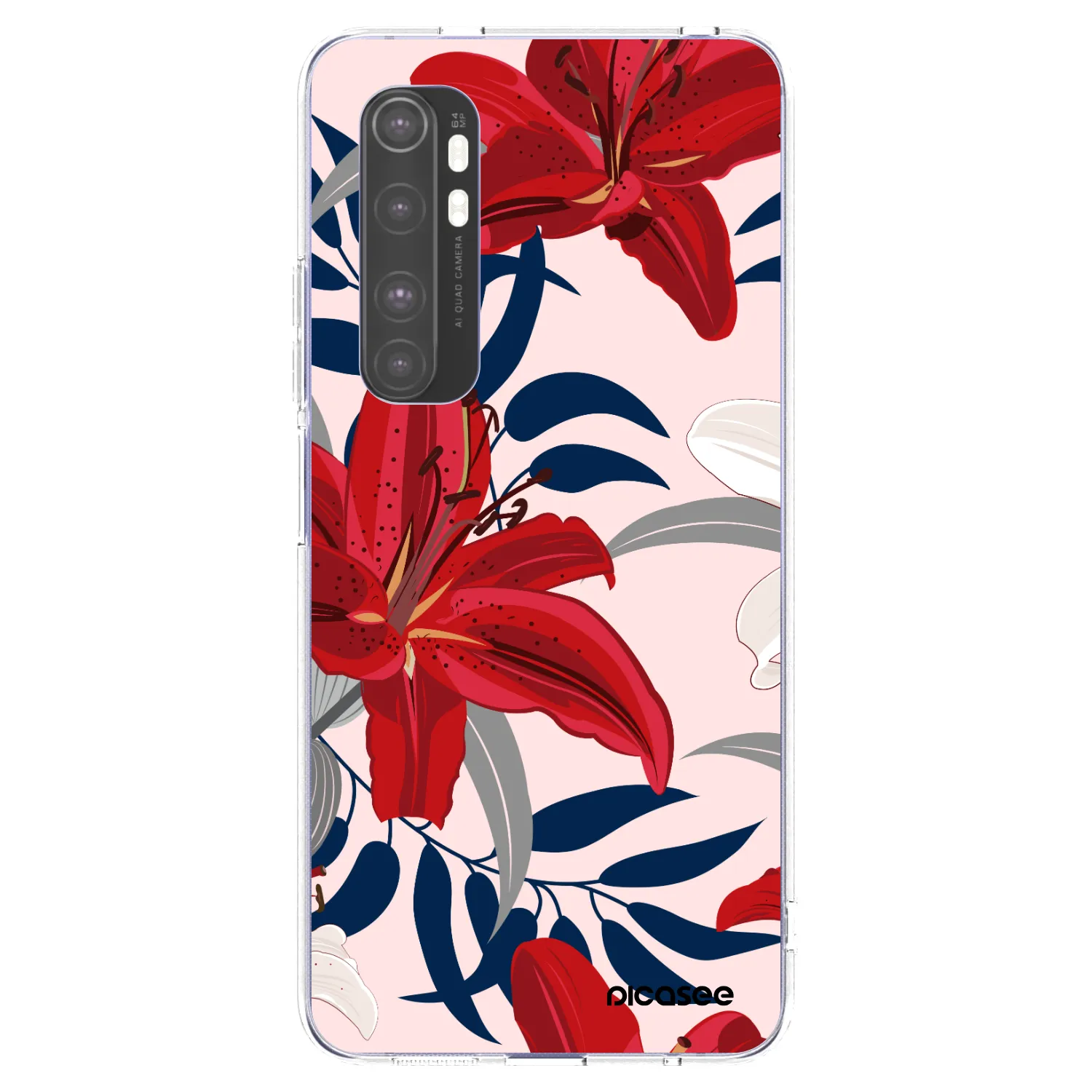 Picasee átlátszó szilikon tok az alábbi mobiltelefonokra Xiaomi Mi Note 10 Lite - Red Lily