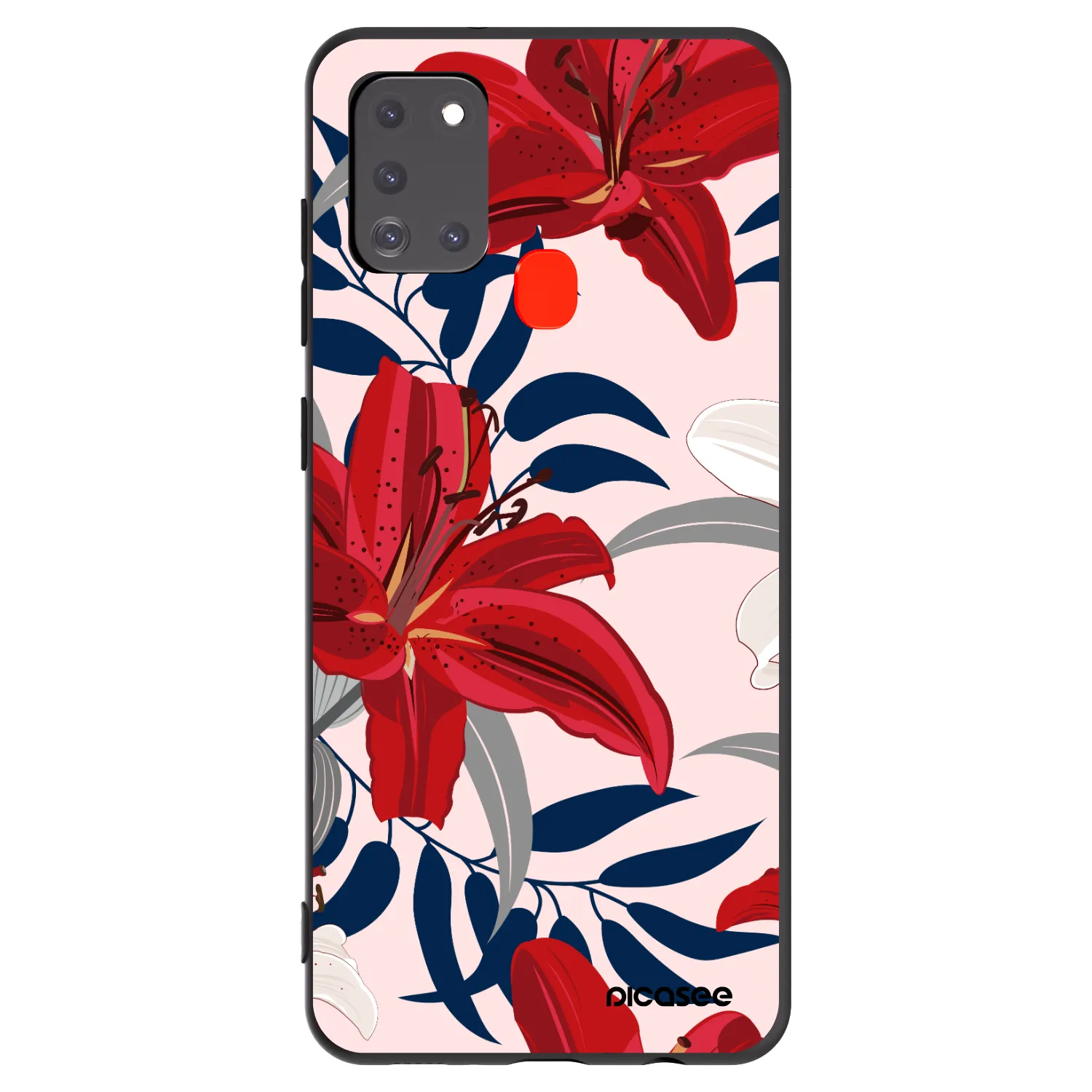 Picasee fekete szilikon tok az alábbi mobiltelefonokra Samsung Galaxy A21s - Red Lily