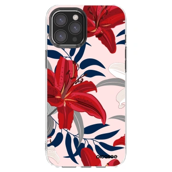 Picasee átlátszó szilikon tok az alábbi mobiltelefonokra Apple iPhone 12 Pro Max - Red Lily