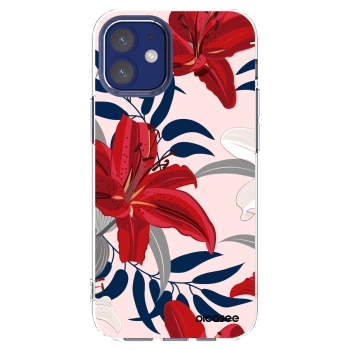 Picasee átlátszó szilikon tok az alábbi mobiltelefonokra Apple iPhone 12 mini - Red Lily