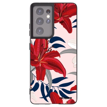Picasee fekete szilikon tok az alábbi mobiltelefonokra Samsung Galaxy S21 Ultra 5G G998B - Red Lily