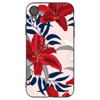 Picasee fekete szilikon tok az alábbi mobiltelefonokra Apple iPhone XR - Red Lily