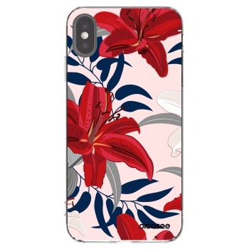 Picasee átlátszó szilikon tok az alábbi mobiltelefonokra Apple iPhone XS Max - Red Lily