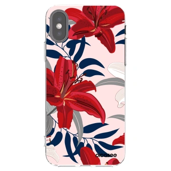 Picasee átlátszó szilikon tok az alábbi mobiltelefonokra Apple iPhone X/XS - Red Lily