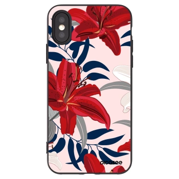 Picasee fekete szilikon tok az alábbi mobiltelefonokra Apple iPhone X/XS - Red Lily