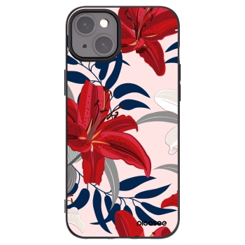 Picasee fekete szilikon tok az alábbi mobiltelefonokra Apple iPhone 15 Plus - Red Lily
