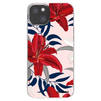 Picasee átlátszó szilikon tok az alábbi mobiltelefonokra Apple iPhone 15 Plus - Red Lily