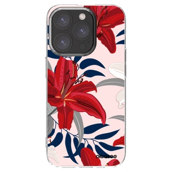 Picasee átlátszó szilikon tok az alábbi mobiltelefonokra Apple iPhone 15 Pro - Red Lily