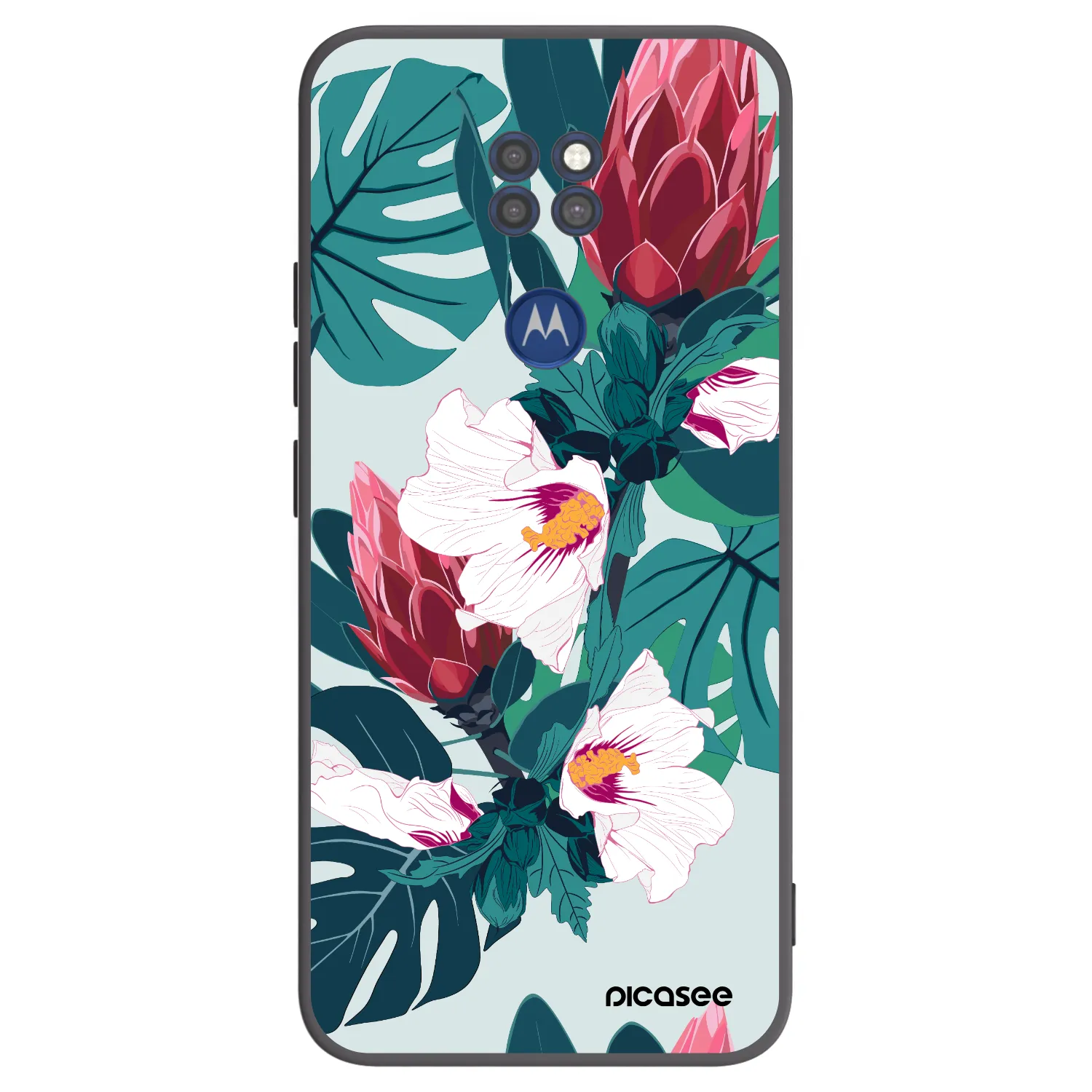 Picasee fekete szilikon tok az alábbi mobiltelefonokra Motorola Moto G9 Play - Rhododendron