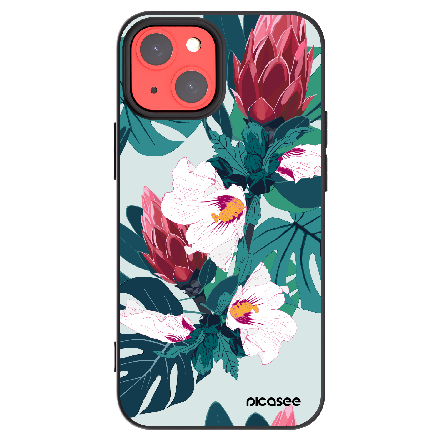 Picasee fekete szilikon tok az alábbi mobiltelefonokra Apple iPhone 13 mini - Rhododendron
