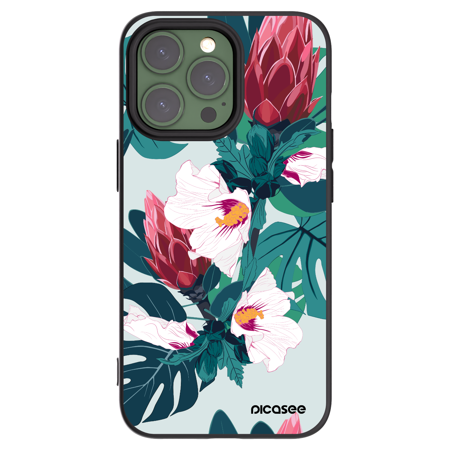 Picasee fekete szilikon tok az alábbi mobiltelefonokra Apple iPhone 13 Pro - Rhododendron
