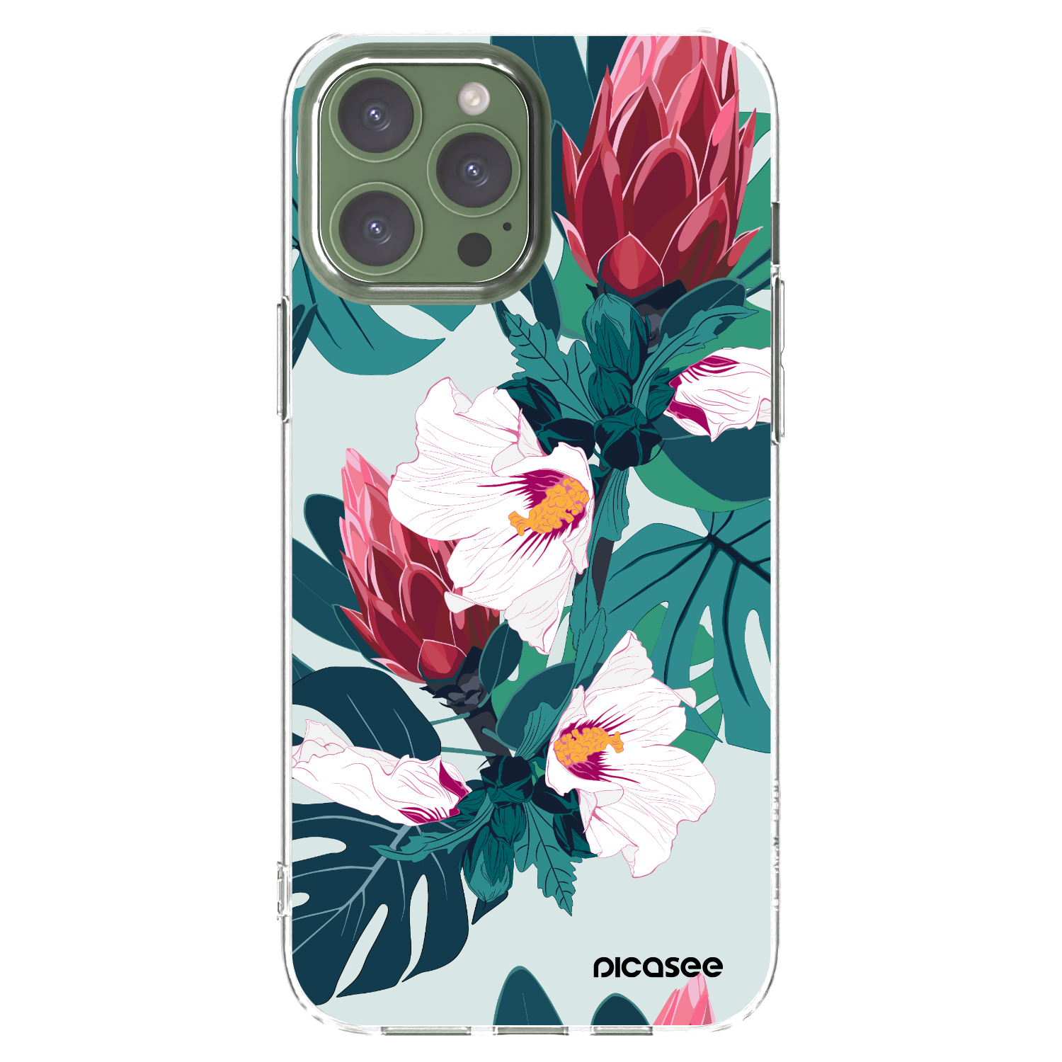Picasee átlátszó szilikon tok az alábbi mobiltelefonokra Apple iPhone 13 Pro Max - Rhododendron