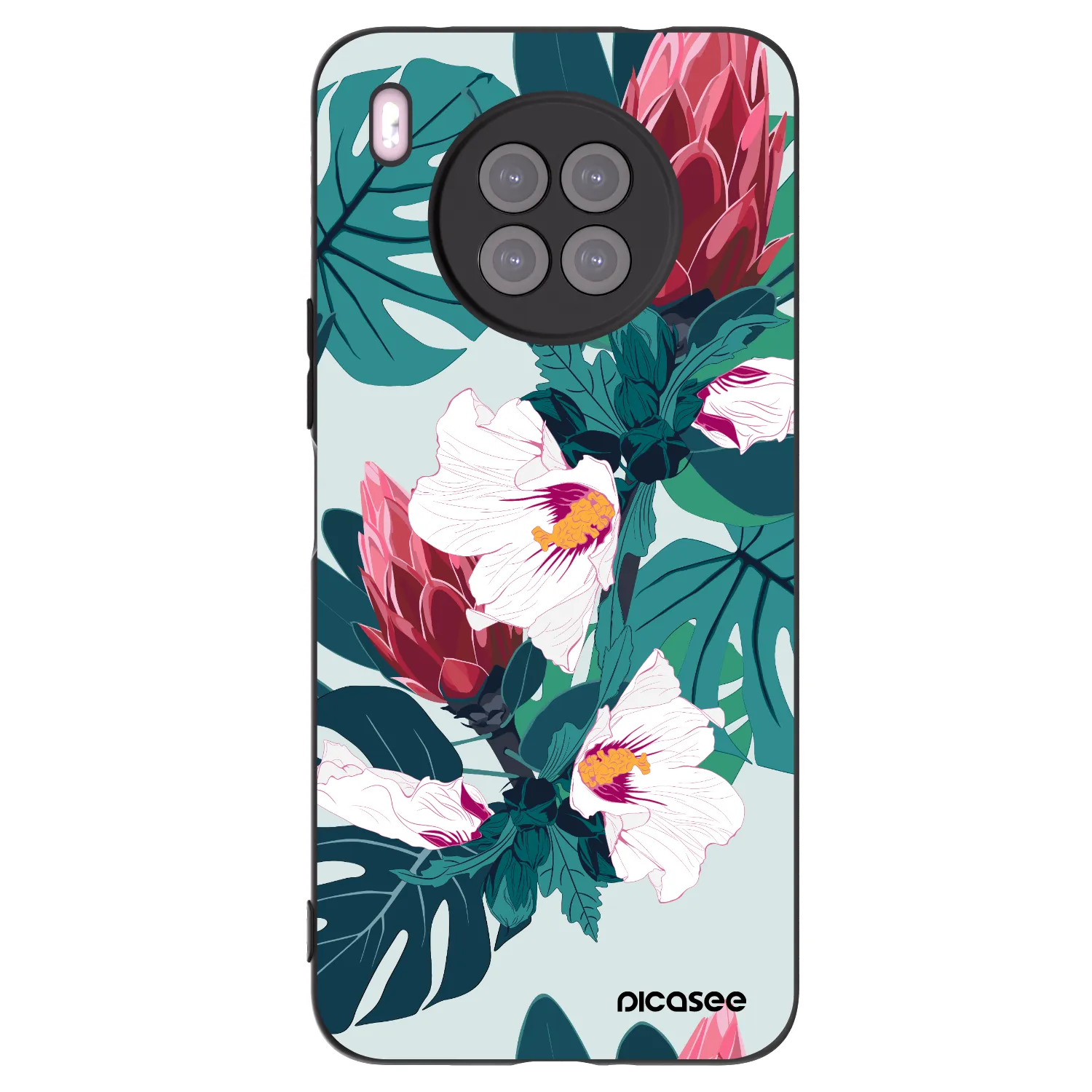 Picasee fekete szilikon tok az alábbi mobiltelefonokra Huawei Nova 8i - Rhododendron