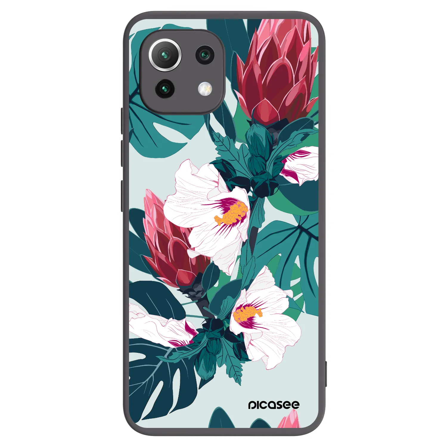 Picasee fekete szilikon tok az alábbi mobiltelefonokra Xiaomi 11 Lite 5G NE - Rhododendron