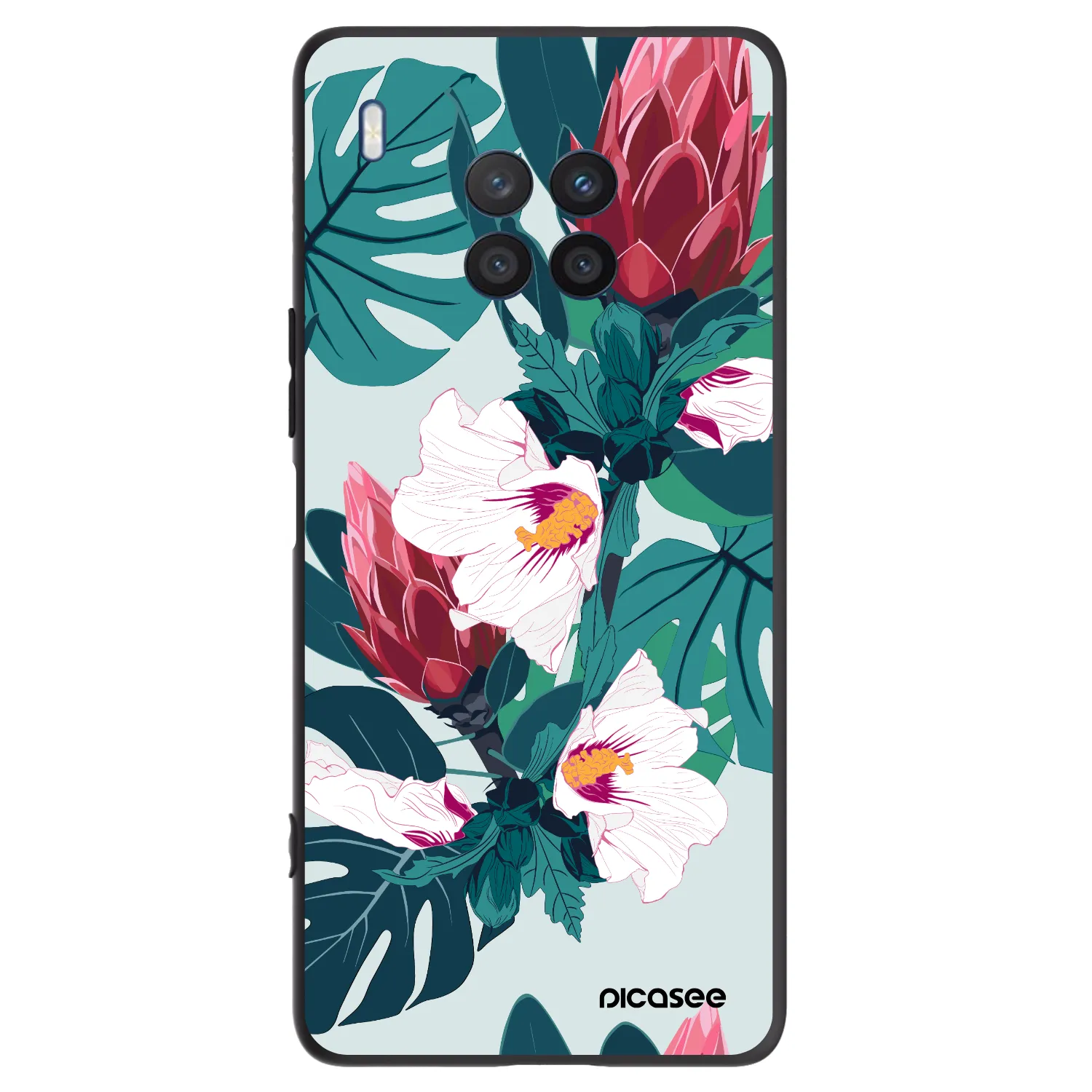 Picasee fekete szilikon tok az alábbi mobiltelefonokra Honor 50 Lite - Rhododendron