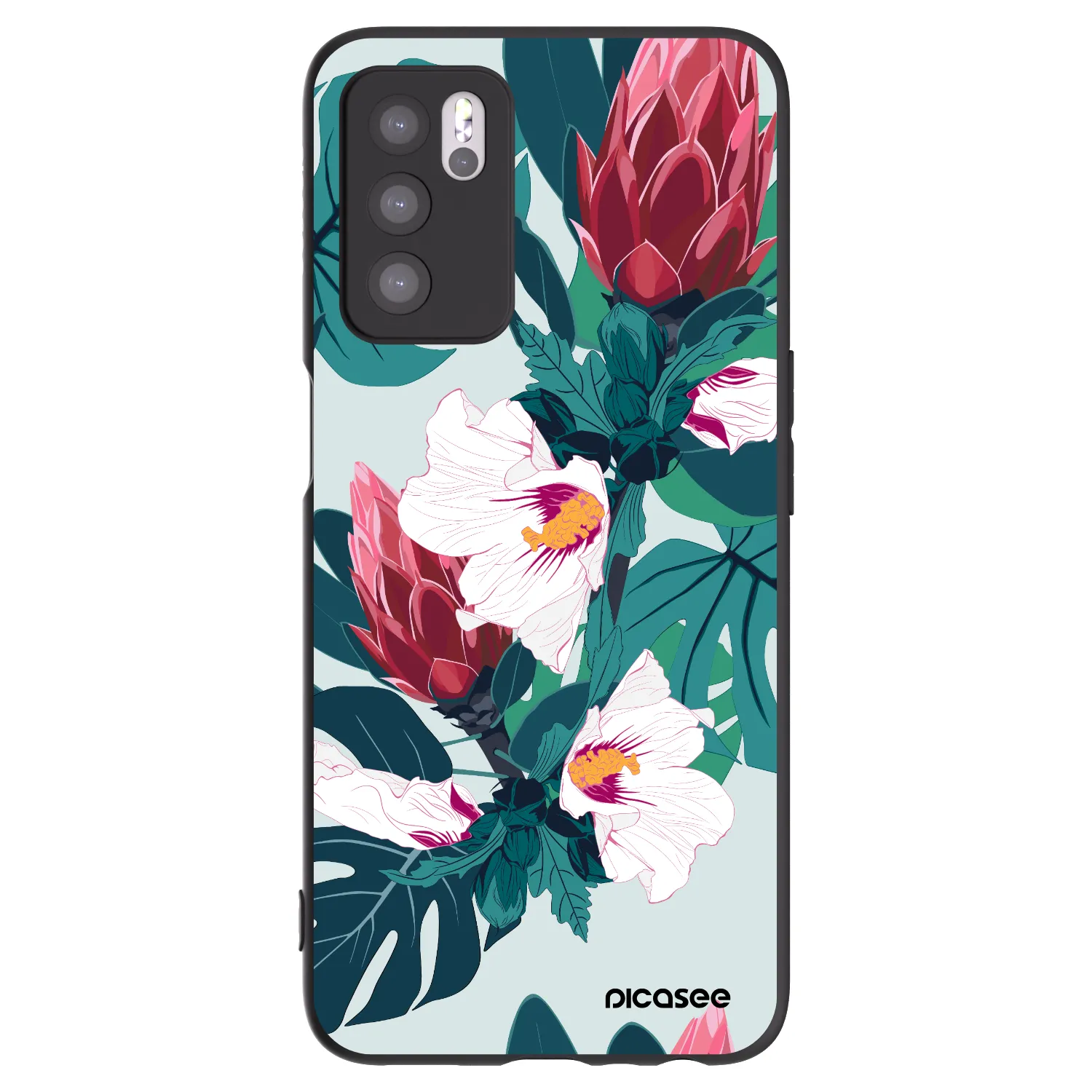Picasee fekete szilikon tok az alábbi mobiltelefonokra OPPO A16s - Rhododendron