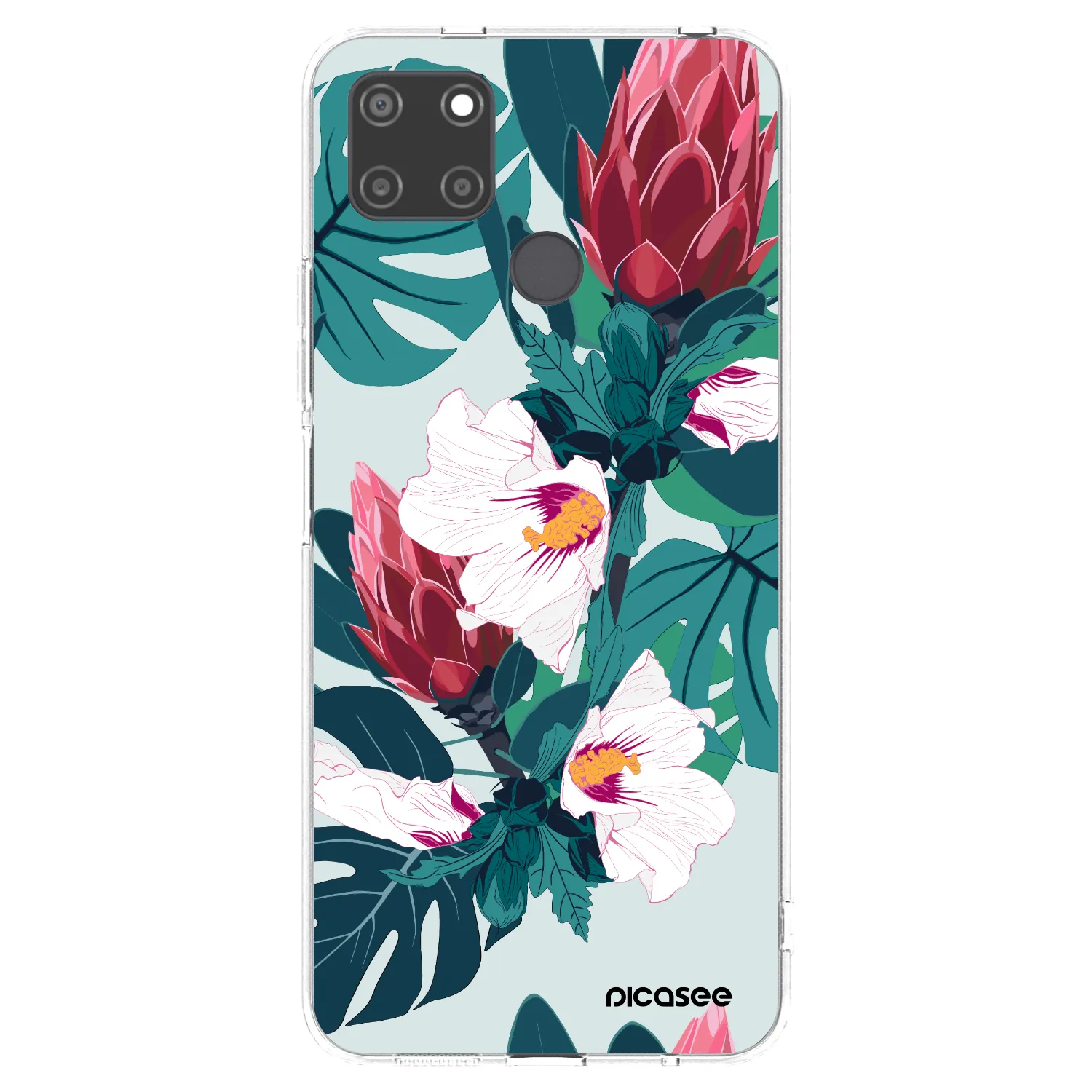 Picasee átlátszó szilikon tok az alábbi mobiltelefonokra Realme C21Y - Rhododendron