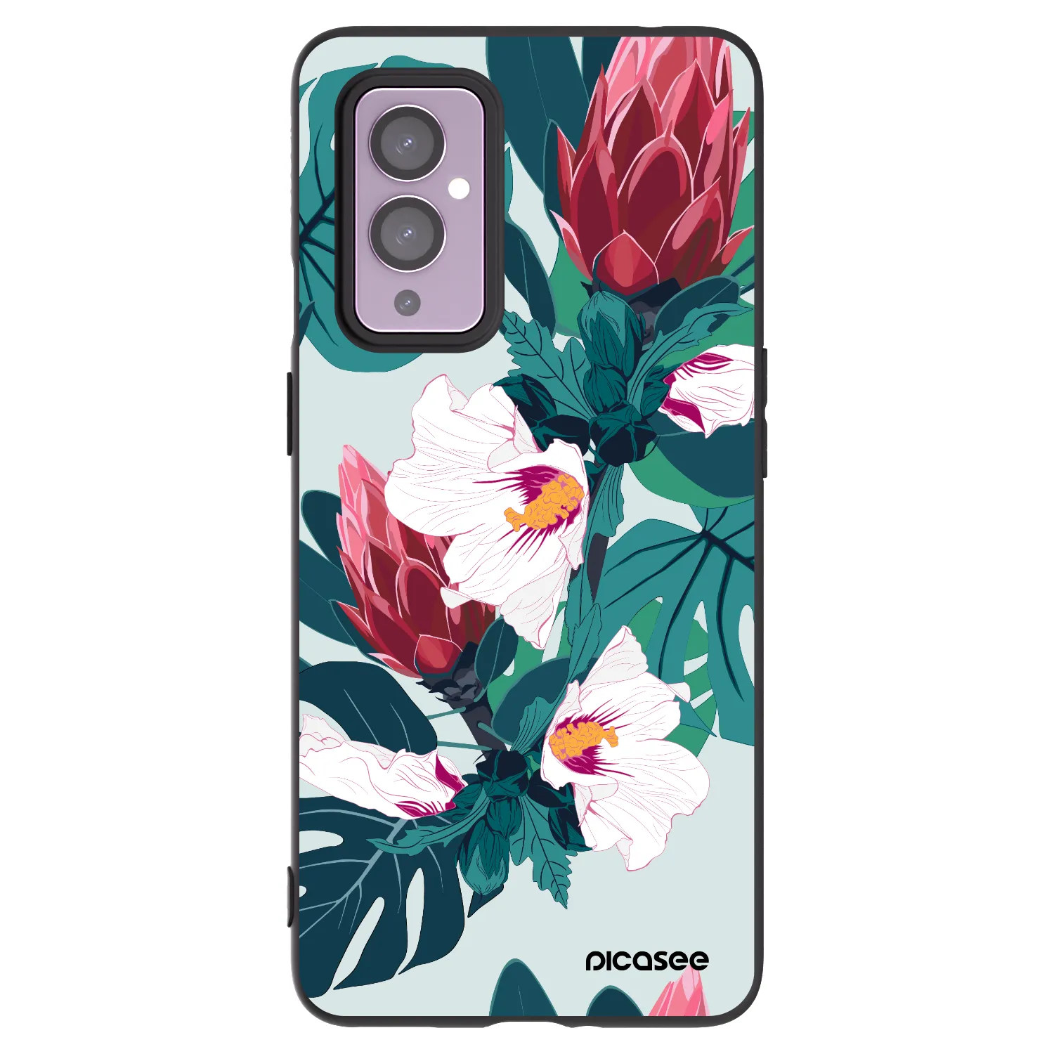 Picasee fekete szilikon tok az alábbi mobiltelefonokra OnePlus 9 - Rhododendron