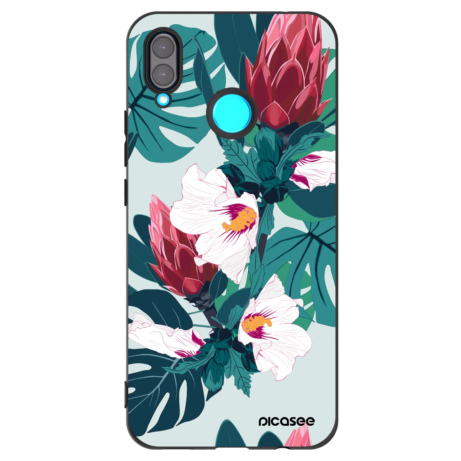 Picasee fekete szilikon tok az alábbi mobiltelefonokra Huawei Nova 3i - Rhododendron