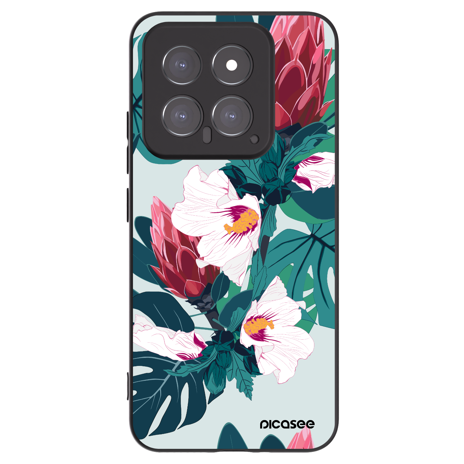 Picasee fekete szilikon tok az alábbi mobiltelefonokra Xiaomi 14 - Rhododendron