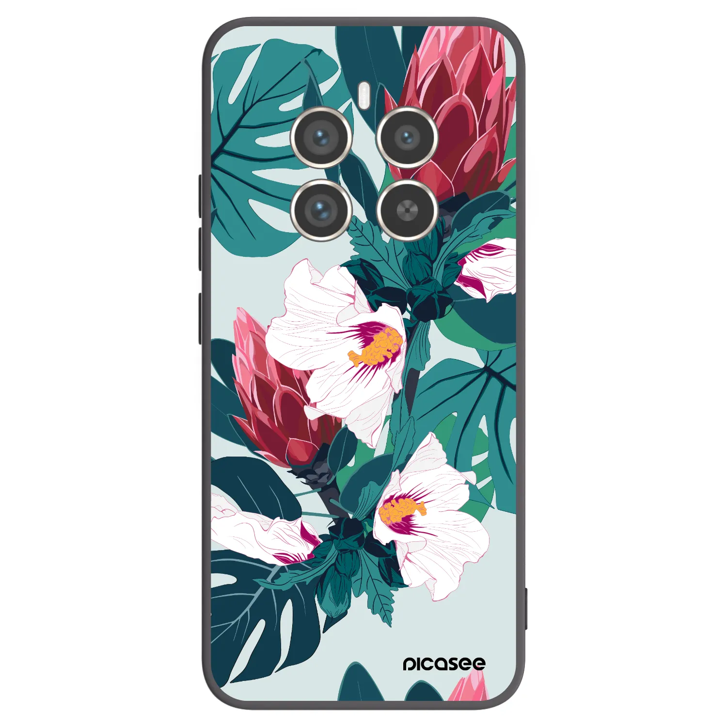 Picasee fekete szilikon tok az alábbi mobiltelefonokra Realme 12 Pro 5G - Rhododendron