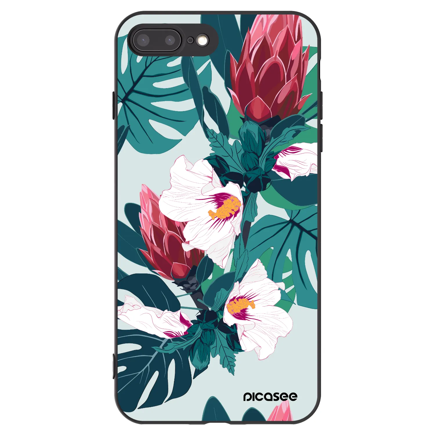 Picasee fekete szilikon tok az alábbi mobiltelefonokra Apple iPhone 7 Plus - Rhododendron