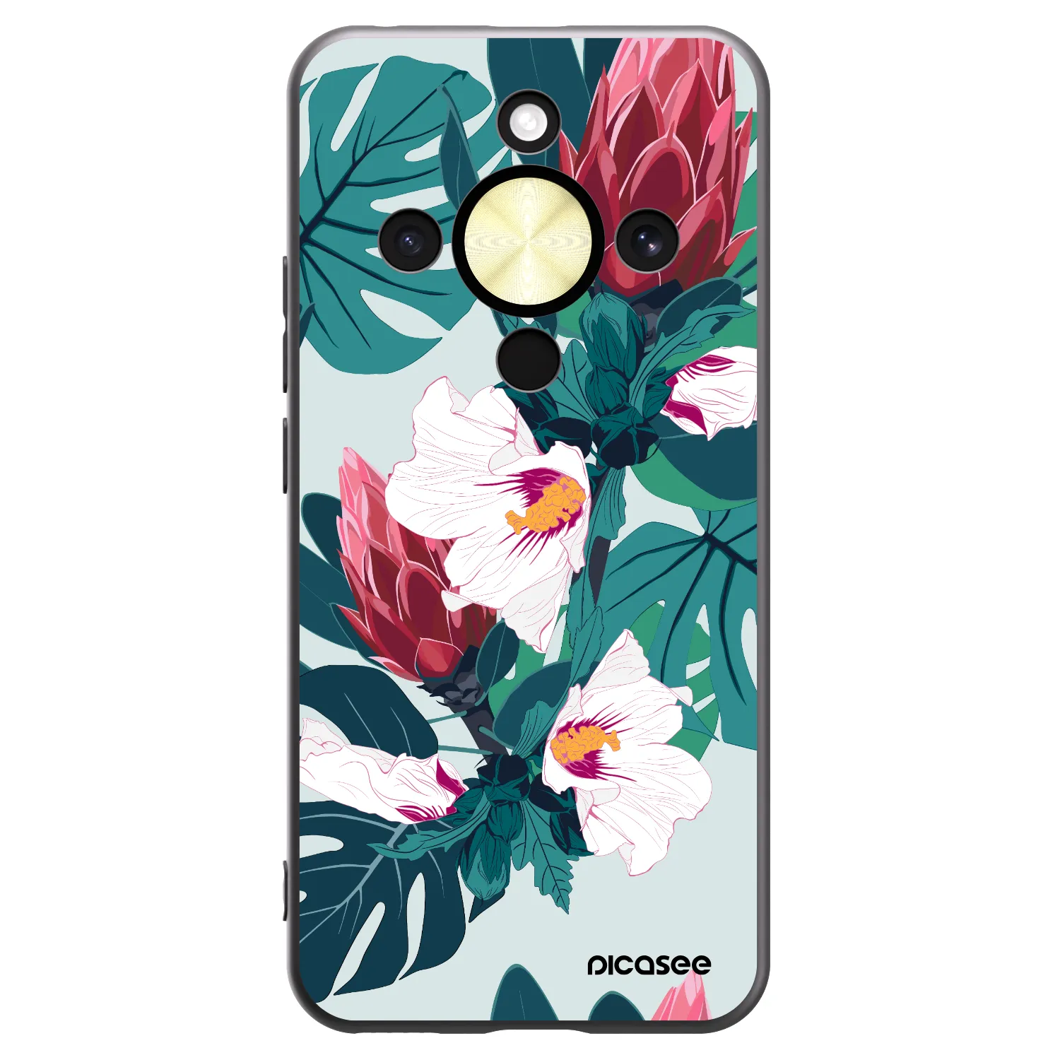 Picasee fekete szilikon tok az alábbi mobiltelefonokra Honor Magic8 Lite 5G - Rhododendron