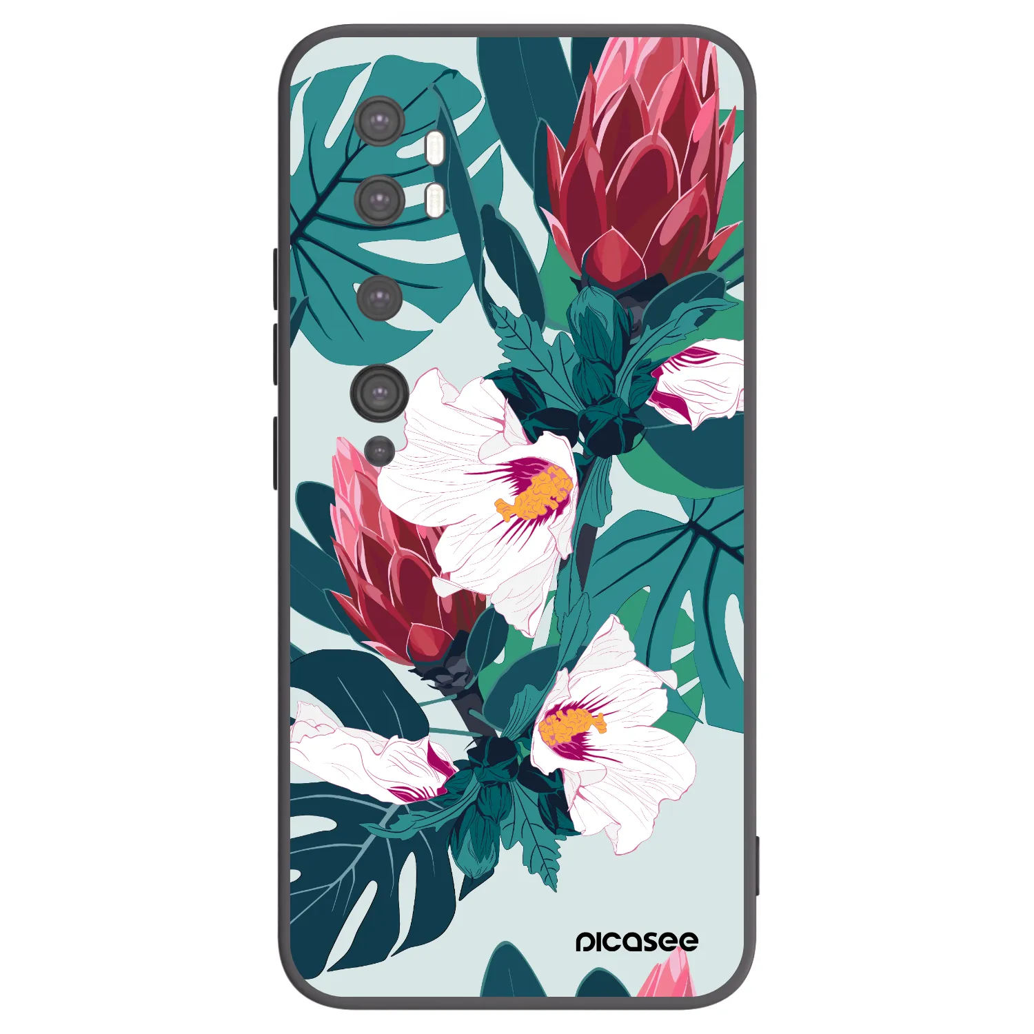 Picasee fekete szilikon tok az alábbi mobiltelefonokra Xiaomi Mi Note 10 (Pro) - Rhododendron