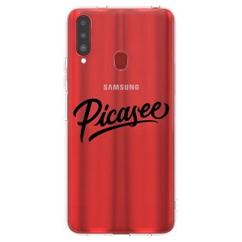 Picasee átlátszó szilikon tok az alábbi mobiltelefonokra Samsung Galaxy A20s - Picasee - old logo - black