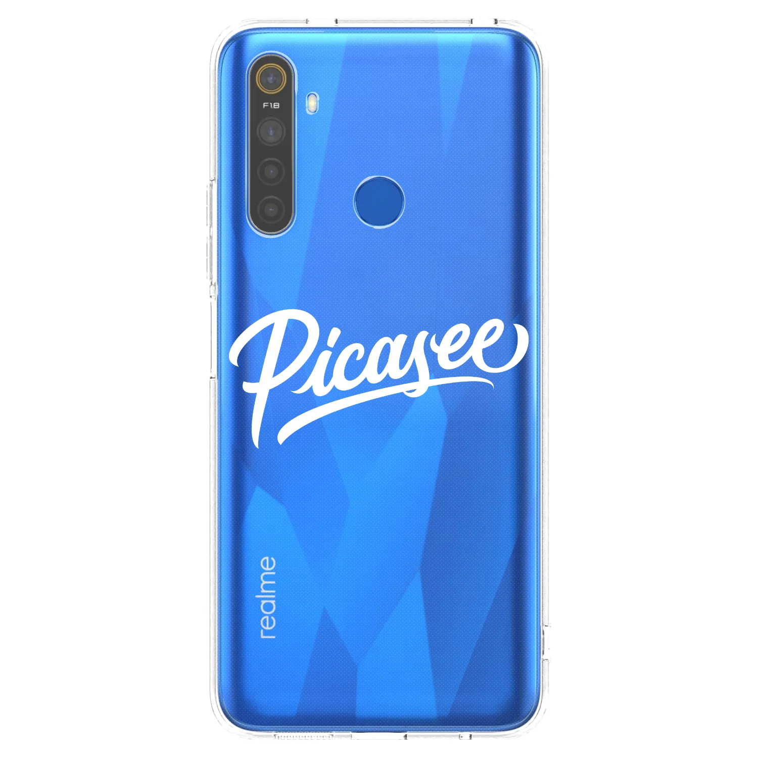 Picasee átlátszó szilikon tok az alábbi mobiltelefonokra Realme 5 - Picasee - old logo - white