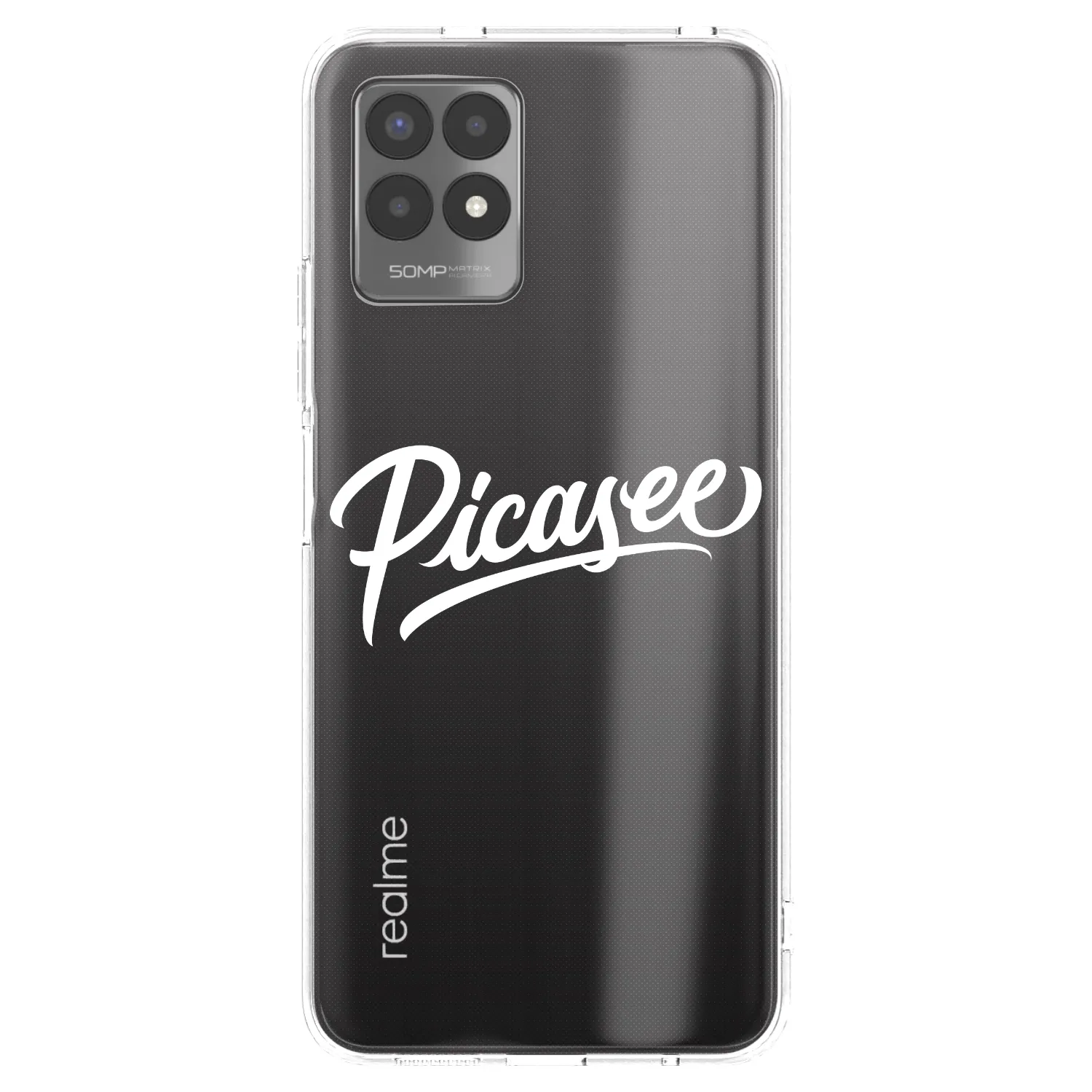 Picasee átlátszó szilikon tok az alábbi mobiltelefonokra Realme 8i - Picasee - old logo - white