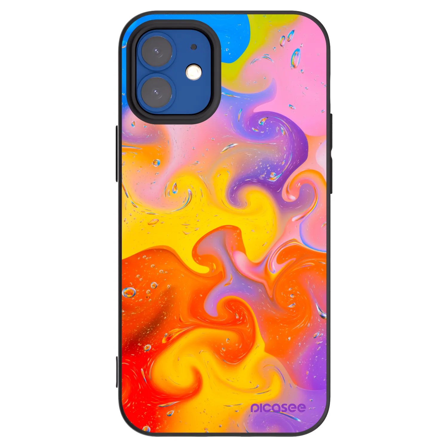Picasee fekete szilikon tok az alábbi mobiltelefonokra Apple iPhone 12 mini - Bubbles