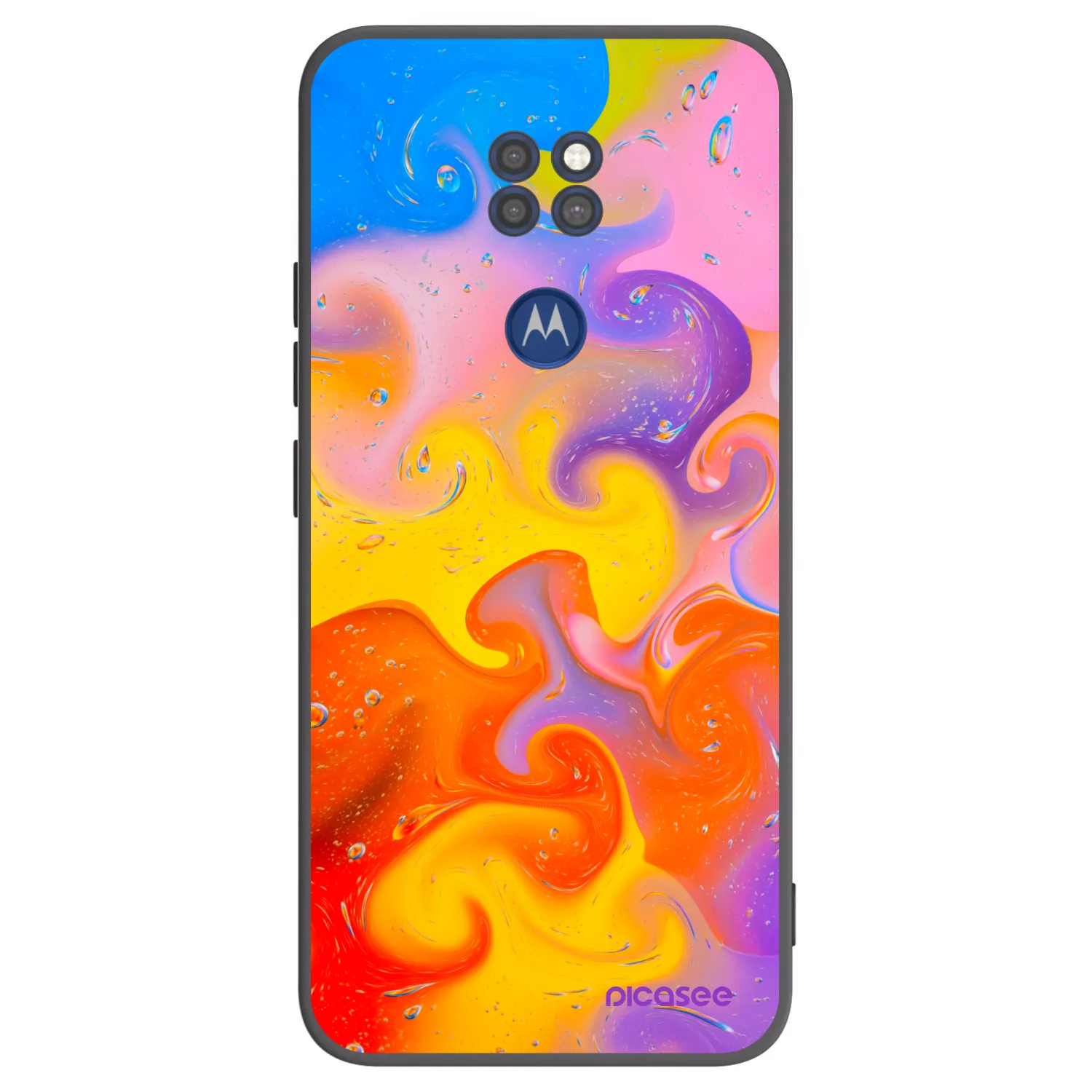 Picasee fekete szilikon tok az alábbi mobiltelefonokra Motorola Moto G9 Play - Bubbles