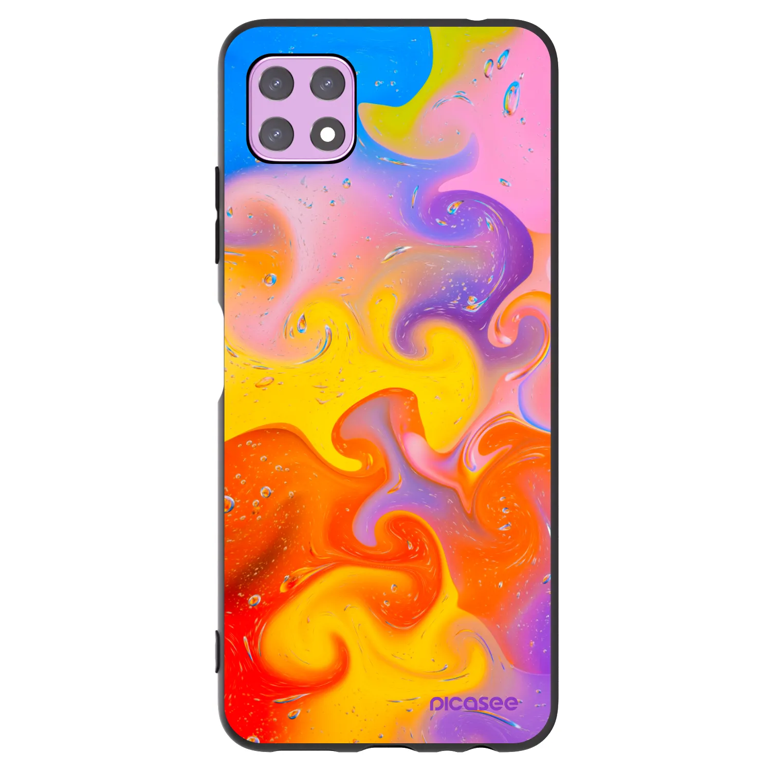 Picasee fekete szilikon tok az alábbi mobiltelefonokra Samsung Galaxy A22 A226B 5G - Bubbles