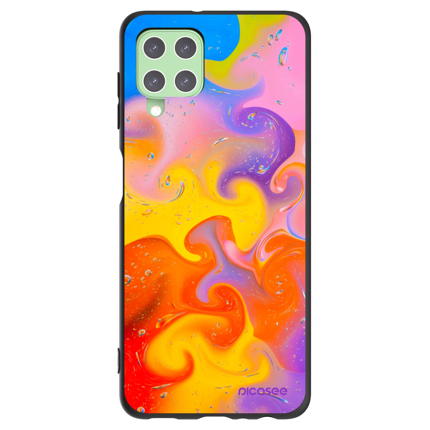 Picasee fekete szilikon tok az alábbi mobiltelefonokra Samsung Galaxy A22 A225F 4G - Bubbles