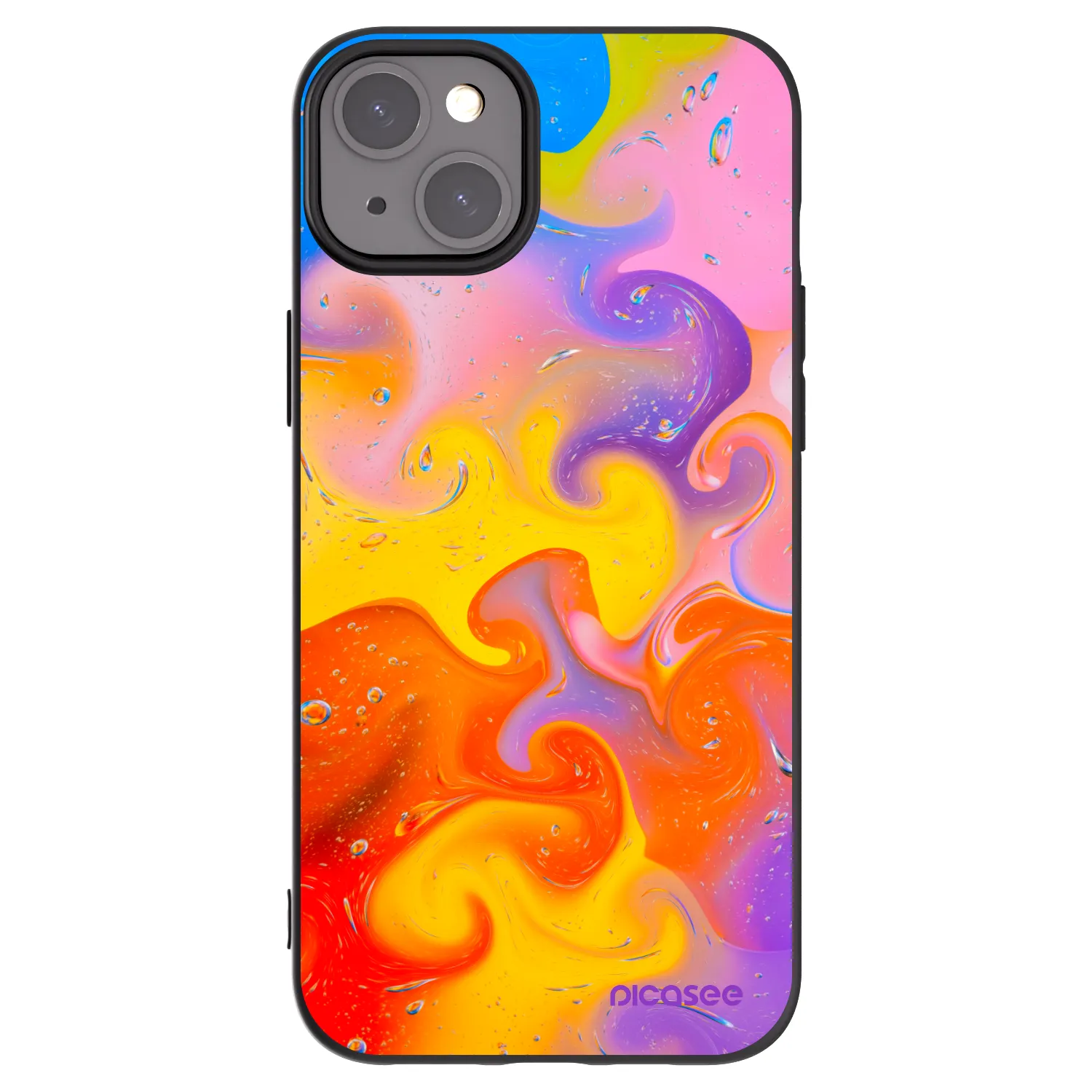 Picasee fekete szilikon tok az alábbi mobiltelefonokra Apple iPhone 15 Plus - Bubbles