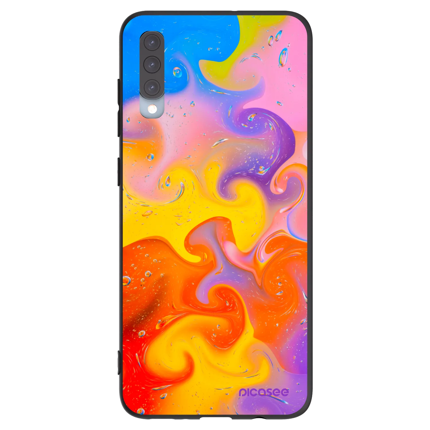 Picasee fekete szilikon tok az alábbi mobiltelefonokra Samsung Galaxy A70 A705F - Bubbles