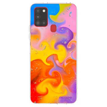 Picasee átlátszó szilikon tok az alábbi mobiltelefonokra Samsung Galaxy A21s - Bubbles