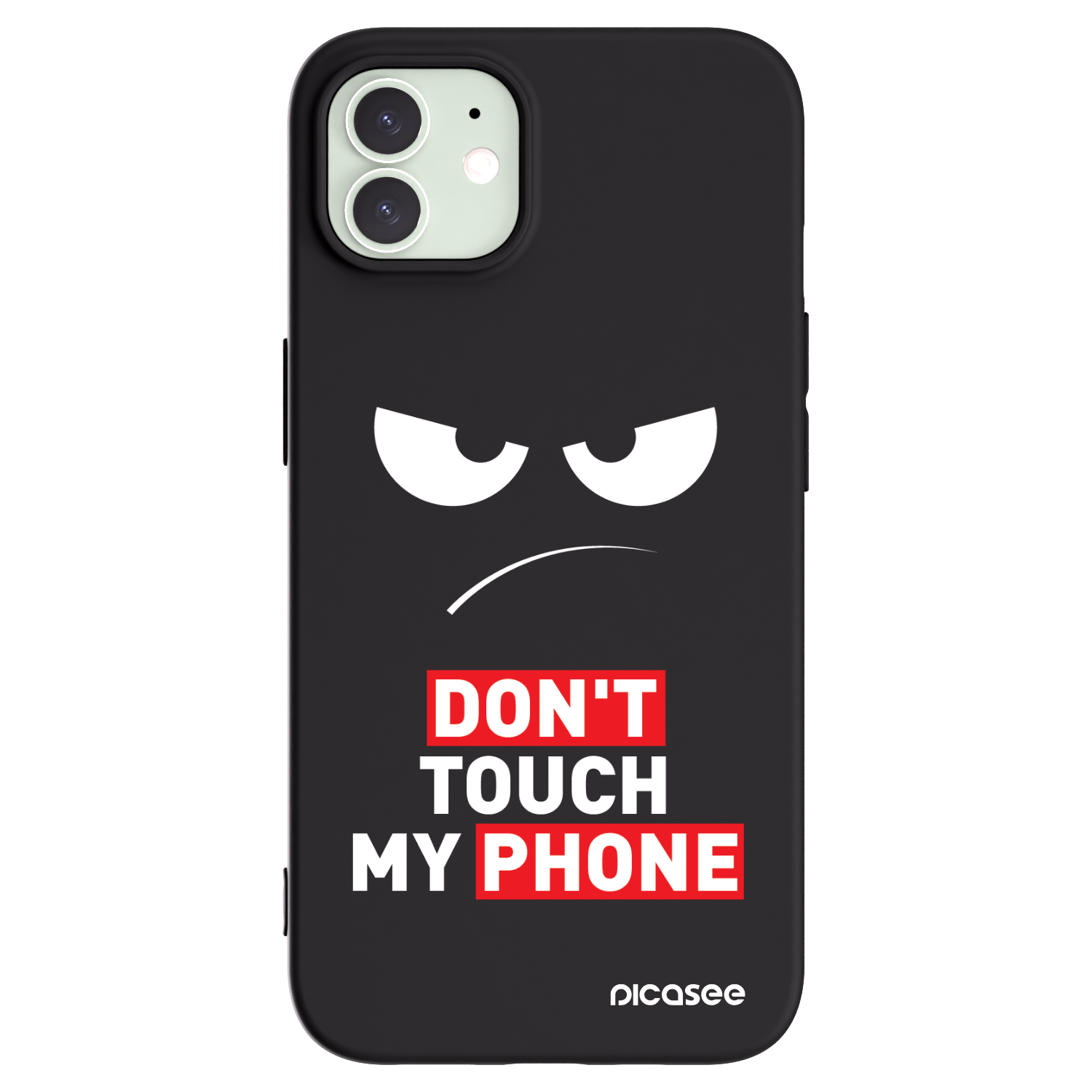 Picasee fekete szilikon tok az alábbi mobiltelefonokra Apple iPhone 12 - Angry Eyes - Transparent